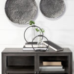 Alan 8" Clear and Black Glass and Metal Abstract Cylinder Table Vase - Image 7