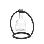 Alan 8" Clear and Black Glass and Metal Abstract Cylinder Table Vase - Image 4