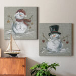 Aleman Linen Snowman I - 2 Piece Wrapped Canvas Print Set - Image 4