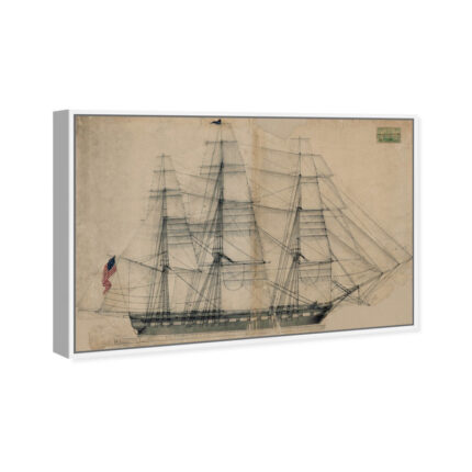 Almeda ” Nautical And Coastal USS Constitution Sail Plan 1817, Cabin / Lodge Brown ” by Oliver Gal - Chic Decora