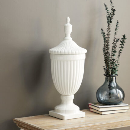 Alpharetta Ceramic Tall Fluted Urn Decorative Jars with Lid - Chic Decora