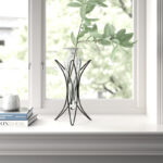 Alwie Glass Table Vase on Half Moon Metal Stand - Image 2