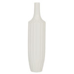 Amance Ceramic Stripe Texture Decorative White Vase - Image 2