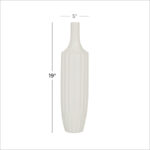 Amance Ceramic Stripe Texture Decorative White Vase - Image 5