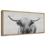 Animals "Portrait Of A Highland Cow Black And White Modern Art Extra Large Framed Wall Pictures - Image 5