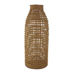 Antravia Rattan Handmade Woven Decorative Brown Vase with Open Framed Grid Design - Image 6