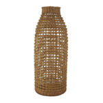 Antravia Rattan Handmade Woven Decorative Brown Vase with Open Framed Grid Design