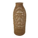 Antravia Rattan Handmade Woven Decorative Brown Vase with Open Framed Grid Design - Image 2
