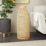 Antravia Rattan Handmade Woven Decorative Brown Vase with Open Framed Grid Design - Image 4