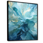 Aqua Blue And White Serenity Swirl IV - Abstract Spirals Framed Canvas Print - Image 3