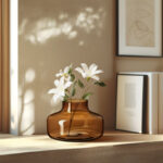 Aquista 4" Hand Blown Art Glass Amber Table Vase - Image 4