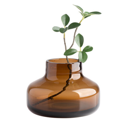 Aquista 4″ Hand Blown Art Glass Amber Table Vase - Chic Decora