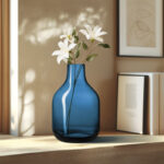 Aquista 8" Hand Blown Art Glass Blue Table Vase - Image 3