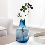 Aquista 8" Hand Blown Art Glass Blue Table Vase - Image 5