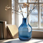 Aquista 8" Hand Blown Art Glass Blue Table Vase - Image 6