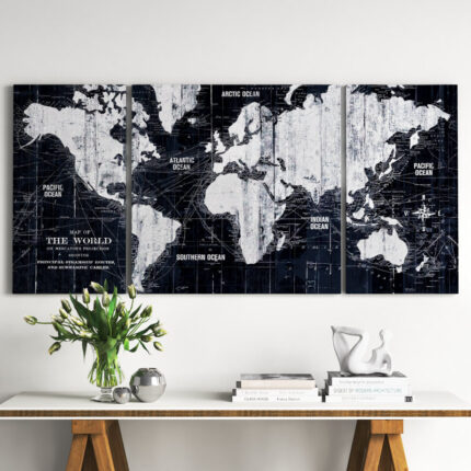 Arkadiusz ” Old World Map ” 3 – Pieces - Chic Decora