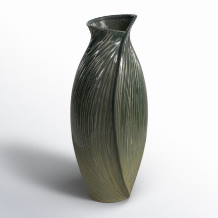 Artistic Swirl Ceramic Flower Vase for Home Decor â€“ Versatile Tall Vase Ideal for Shelf Accent, Dining Room Table, and Living Room Decor â€“ Green - Chic Decora