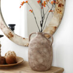 Atoka Marble Brown Ceramic 11.5-Inch Tall Jug Vase with Handles - Image 2