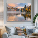 Autumn Foliage by the Lakeside - Photograph Print on Canvas - Image 3