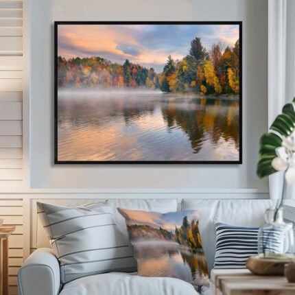 Autumn Foliage by the Lakeside – Photograph Print on Canvas - Chic Decora