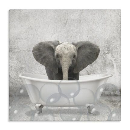 Baby Elephant Bath Time Cute Animal – Graphic Art Print - Chic Decora