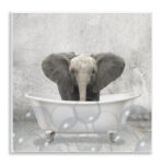 Baby Elephant Bath Time Cute Animal - Graphic Art Print
