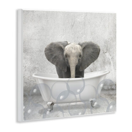 Baby Elephant Bath Time Cute Animal – Graphic Art Print - Chic Decora
