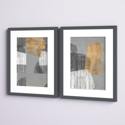 Baskerville ” Adjacent Shapes I ” 2 – Pieces Painting Print - Chic Decora