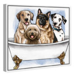 Bath and Laundry Big Pups in The Tub Graphic Art on Canvas - Image 5