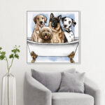 Bath and Laundry Big Pups in The Tub Graphic Art on Canvas - Image 2