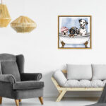 Bath and Laundry Glam Bathtub Puppies, Modern and Canvas Wall Art Print for Bath - Image 3