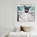 Bath and Laundry Occupied Bathroom Chihuahua, Modern and Canvas Wall Art Print for Bath - Image 3