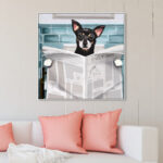 Bath and Laundry Occupied Bathroom Chihuahua, Modern and Canvas Wall Art Print for Bath - Image 5