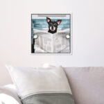 Bath and Laundry Occupied Bathroom Chihuahua, Modern and Canvas Wall Art Print for Bath - Image 7
