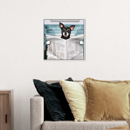 Bath and Laundry Occupied Bathroom Chihuahua, Modern and Canvas Wall Art Print for Bath - Chic Decora