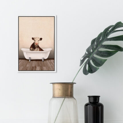 Bath and Laundry Rustic Cow Bathroom, Cabin/Lodge and Canvas Wall Art Print for Bath - Chic Decora