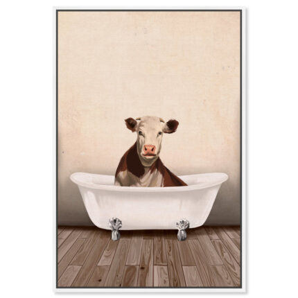 Bath and Laundry Rustic Cow Bathroom, Cabin/Lodge and Canvas Wall Art Print for Bath - Chic Decora