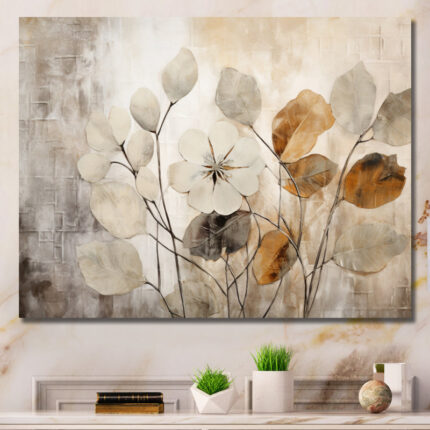 Beige Botanical Impressions III – Abstract Botanicals Framed Art - Chic Decora