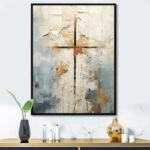 Beige Christianity Cross Of Jessus II - Christianity Large Wall Art