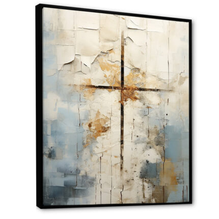 Beige Christianity Cross Of Jessus II – Christianity Large Wall Art - Chic Decora