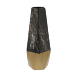 Bhavya Ceramic Faux Marble Decorative Dark Gray Vase with Gold Base - Image 2
