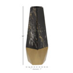 Bhavya Ceramic Faux Marble Decorative Dark Gray Vase with Gold Base - Image 3