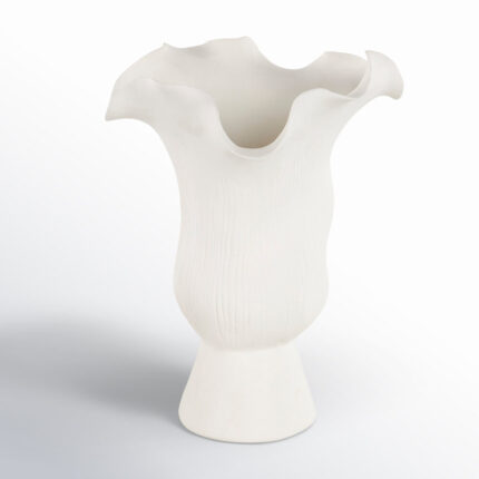 Bia Cole And Ceramic Floral Inspired Abstract Vase With Linear Grooves - Chic Decora