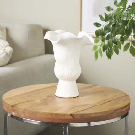 Bia Cole And Ceramic Floral Inspired Abstract Vase With Linear Grooves - Chic Decora
