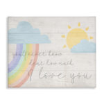 Billiot How Much I Love You Rainbow Clouds and Sun on Planks Kids Wall Décor