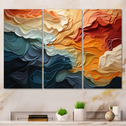 Biomorphism Organic Forms V – Landscape Modern Art Neutral Framed Canvas 3 Pieces Wall Art Print - Chic Decora