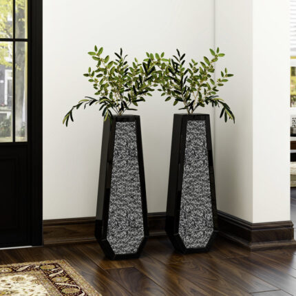 Black Extra Tall Floor Vase Decorative Modern Handmade 30”H (Set of 2) - Chic Decora