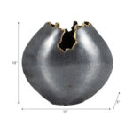 Black Modern Glam Metal Vase with Sculptural Rim Detailing - 10.5" Tall Decorative Accent for Home or Office - Image 4