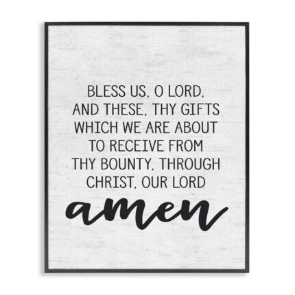 Bless Us O Lord Before Meal Prayer Subtle Typography – Single Frame Graphic Art Print - Chic Decora