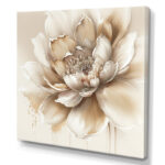 Blooming Beige Floral Design III - Floral Wall Art Botanical Canvas Wall Art Print - Image 2